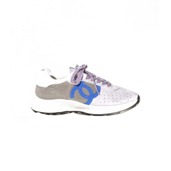 Ch*el sneakers suede kidskinlight purple, blue & dark gray g39074 x56563 k4279